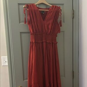 Elegant Rust Sleeveless Dress